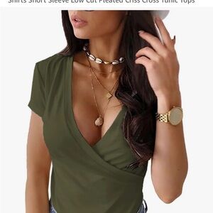 Aqua V-Neck Women's Top